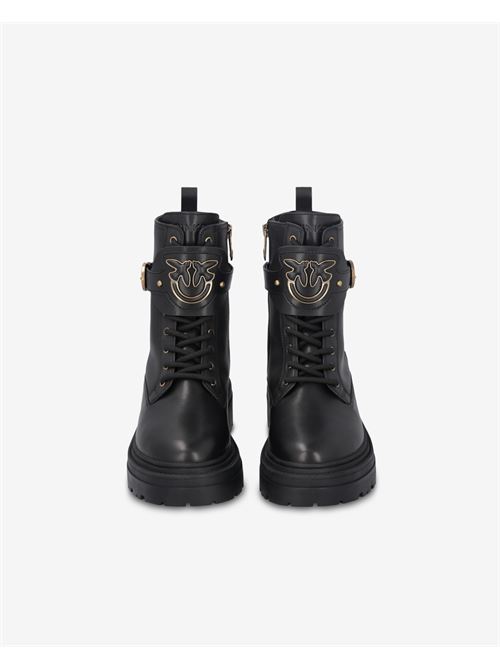 Leather combat boots with logoed strap Pinko | SD0147P001.Z99